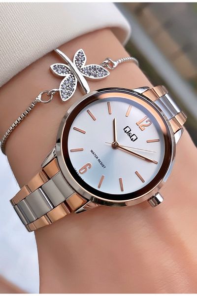 Homies Silver Color Waterproof Small Case Thin Wrist Stylish Women's Wristwatch - Bracelet Gift