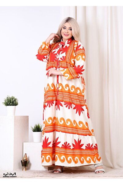 Genrics A flowing and comfortable Cotton jalabiya with a pattern in bright colors.