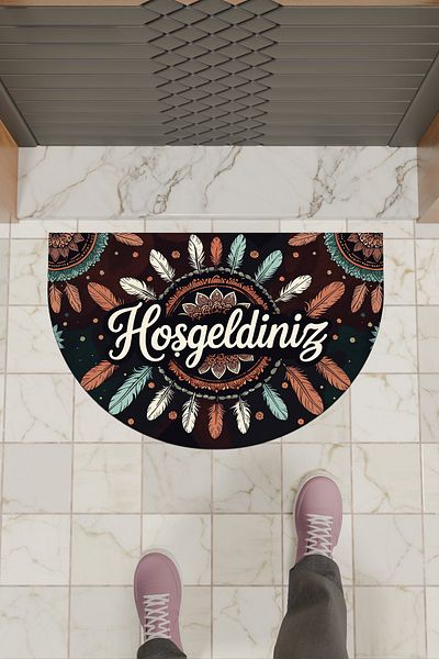 Dormot Home Modern Digital Doormat Feather Bohemian Patterned Welcome Door Mat