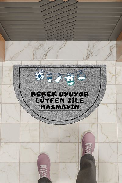 Dormot Home Modern Digital Doormat Gray Baby Sleeping Doormat