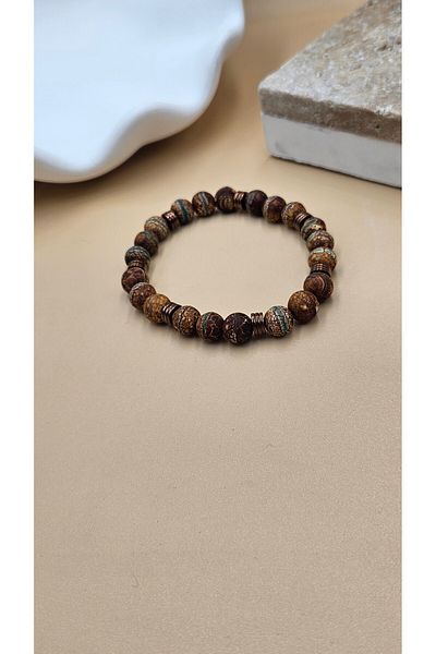 AURA Tibetan Eyelet Natural Stone Men's Bracelet