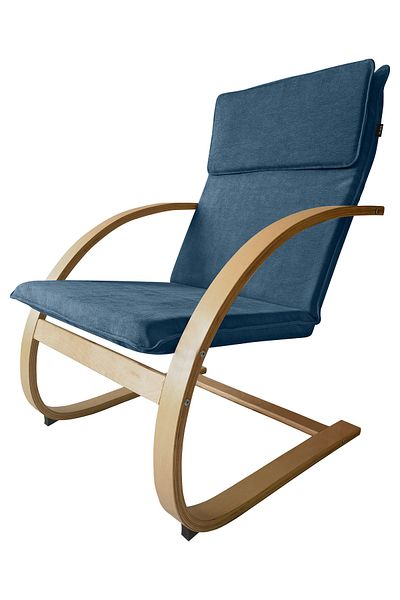 Generic Modern Bentwood Relaxing Chair Chenille Fabric Upholstered Relax Rocker Lounge Chair