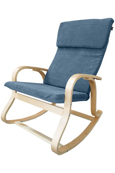 Generic Modern Bentwood Rocking Chair Chenille Fabric Upholstered Relax Rocker Lounge Chair