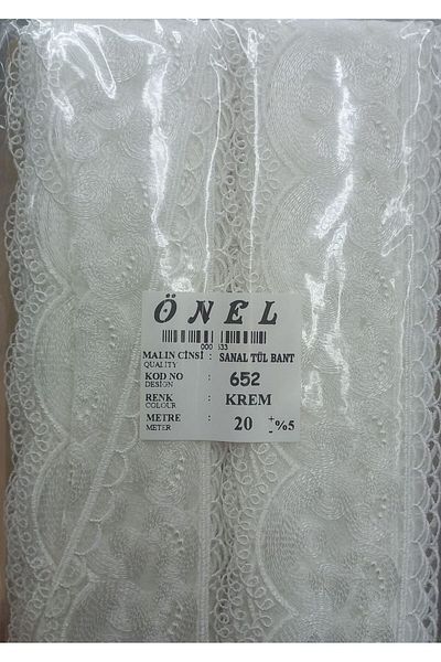 P Parla Lace Polyester Virtual Tulle Tape Cream 20 Meters Width 6 cm On-652-Kr