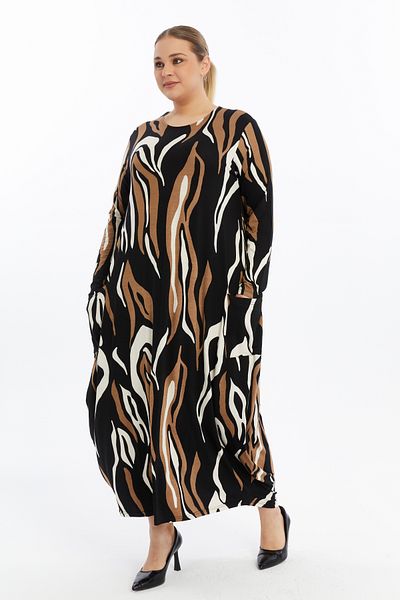 THE CABIN Women's Plus Size Jumbo Long Sleeve Designer Dress