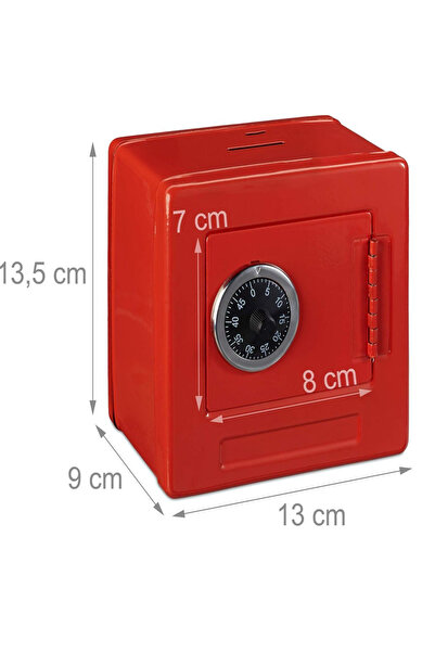 ESENLİWE Kırmızı Para Altın Dekor Şifreli Çelik Kasa Siyah 130x100mm Dayanıkl...