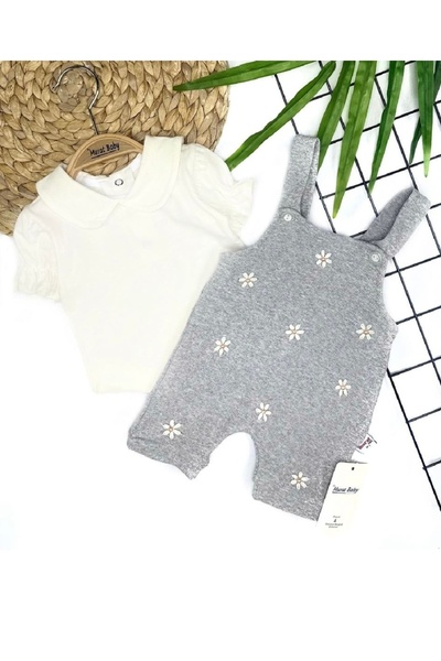 cacobutik kız bebek incili salopet takım