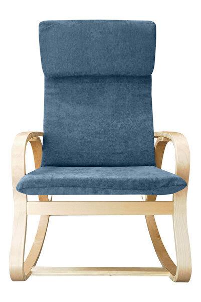 Generic كرسي هزاز عصري من الخشب المنحني، مبطن بقماش الشنيل، كرسي استرخاء هزاز للاسترخاء