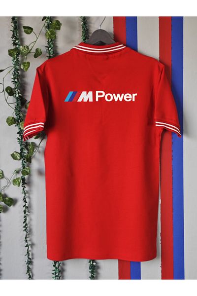 FROOY Bmw m Power Printed Polo Neck 100% Cotton Collar Striped T-Shirt
