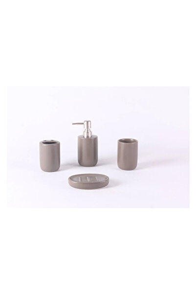 EkoStore Seramik Banyo Seti 4'lü Açık Kahve-Lavabo Üstü Set