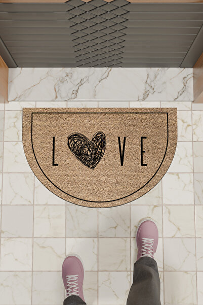 Dormot Home Μοντέρνα ψηφιακή πατάκια καφέ Heart Love Door Μπροστινή πατάκια