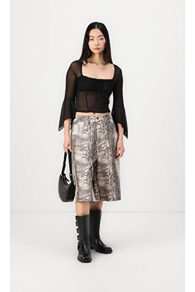 MAXLEVEL MODA BLUZĂ TRANSPARENTĂ DE TUL CU CĂPTUȘEALĂ LA BUST