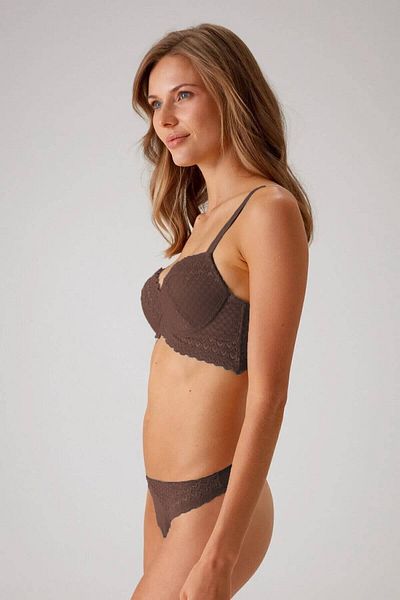 Pierre Cardin Σετ σουτιέν με δαντέλα Push Up Cappucino