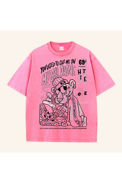 Touz Moda Πλενόμενο Pink Panther Oversize Vintage T-shirt
