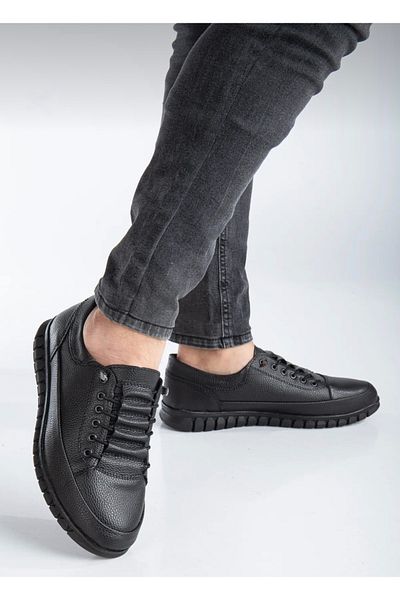 MerlitShoes Men's Black Daily Soft Orthopedic Shoes