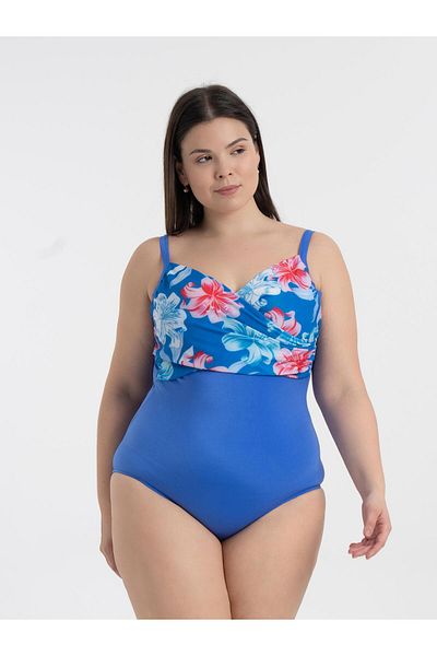 AQUAVİVA Costum de baie Brunella cu sârmă pentru femei Aquaviva, mărime mare, cu imprimeu floral albastru