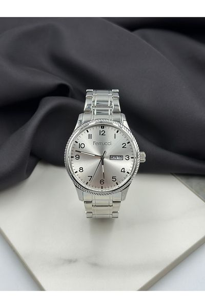Ferrucci Silver Minimalist Design Ferrucci Steel Band Men's Wrist Watch