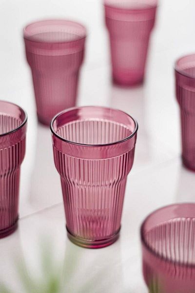 Depa Acrylic Plum 6-Piece Long Cup & Water Soft Drink Cup 400 ml (Not Glass)