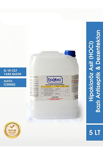 Bioxi Antiseptik Ve Dezenfektan 5 Lt | Hocl Bazlı Yara, Cilt Ve El Bakımı Için Etkili Çözüm