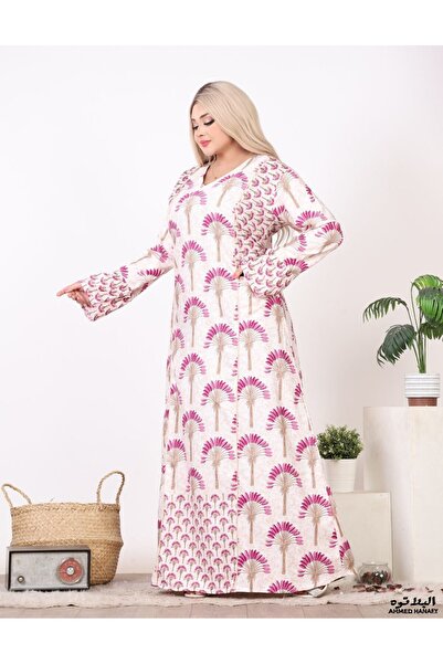 Genrics جلابية قطن مبوش مشجر انسيابية ومريحة بالوان زاهية