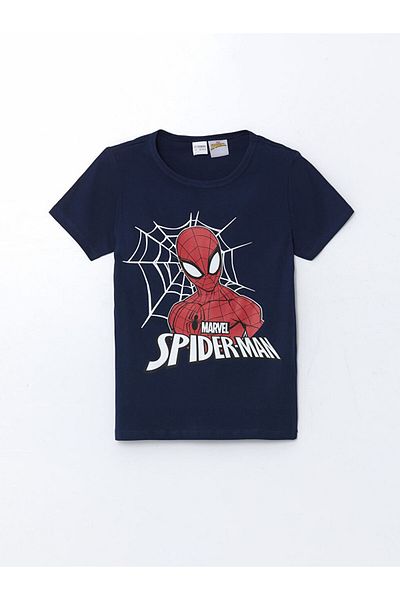 LC Waikiki Lcw Kids Navy Blue Crew Neck Spider-Man Printed Boys' Pajamas Set