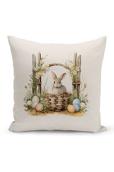 Bertille Home Spring Series Double Sided Digital Printed Throw Pillow Cover (Spring Easter Eastercushion Cover)