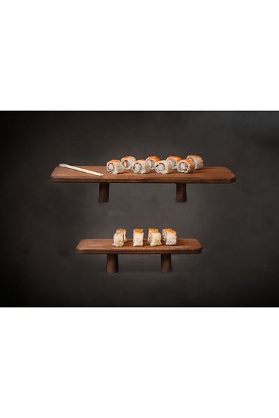 Rabo Craft Large Size 2 Piece Wooden Presentation Plate Cylinder Leg