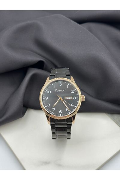 Ferrucci Black Minimalist Design Ferrucci Steel Band Men's Wrist Watch