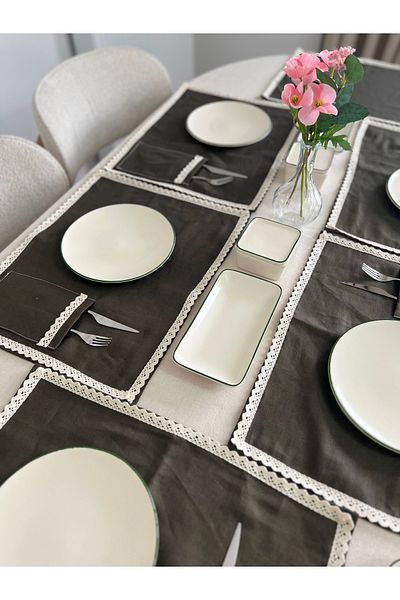 Mirilliahome 6 Συσκευασίες Βαμβακερά Λευκά Αμερικάνικα Σερβίρισμα |   Δαντέλα Λεπτομερής Πλάκα