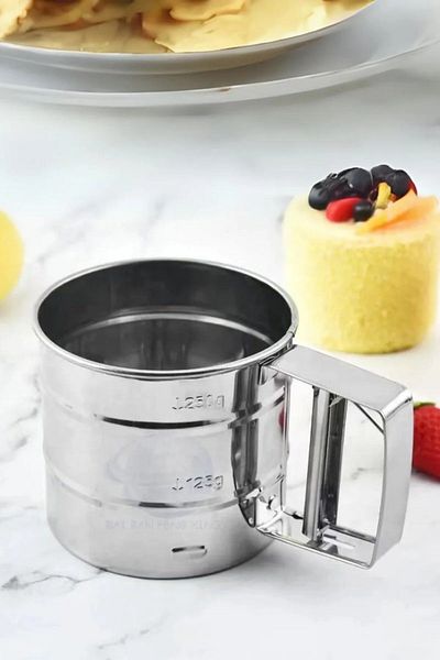 Rotanev Practical Stainless Metal Flour Sieve - Stainless Metal Flour and Sugar Sieve - Metal Sieve