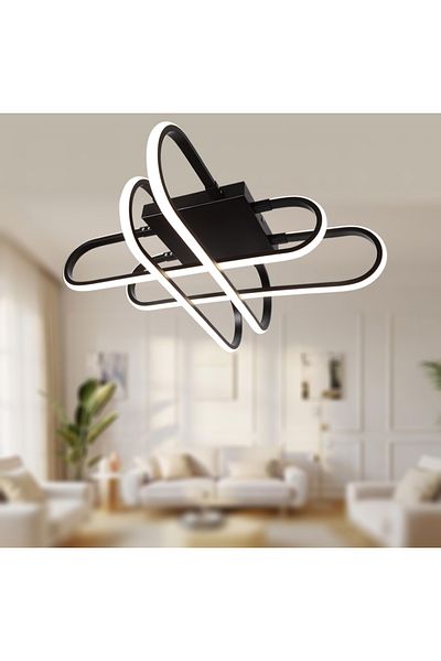TT AYDINLATMA 3 Color Light Matte Black Led Chandelier Tt338-Sy