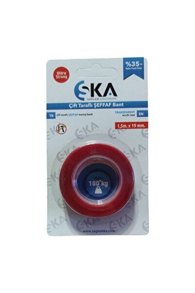 Besthırdavat Sağlam KA Çift Taraflı Bant Şeffaf Akrilik 19mmx,1,5m