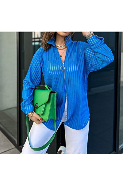 Butik SAKS TRANSPARAN DETAYLI FERMUARLI GÖMLEK