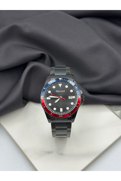 Ferrucci Black Sport Design Steel Band Ferrucci Men's Wrist Watch