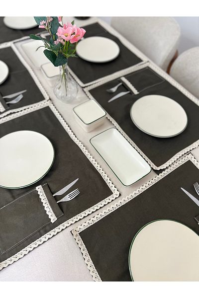 Mirilliahome 6 Συσκευασίες Βαμβακερά Λευκά Αμερικάνικα Σερβίρισμα |   Δαντέλα Λεπτομερής Πλάκα