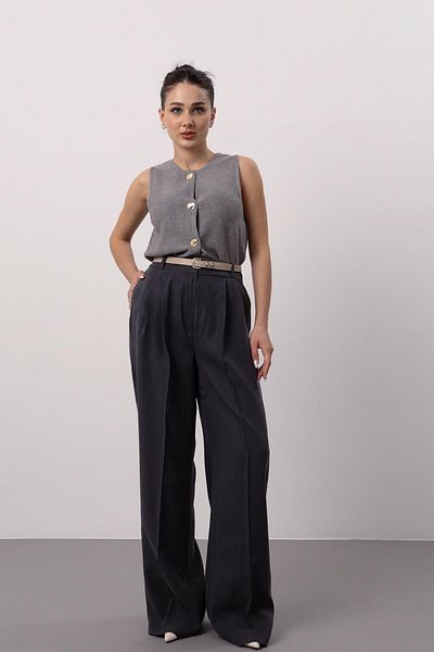 FACETTE Γυναικείο Anthracite Modal High Waist Palazzo Παντελόνι