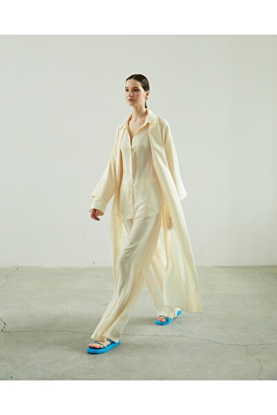 MARKAPIA WOMAN Pantaloni Ecru din Satin