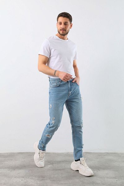 Bluewhite Ανδρικό τζιν παντελόνι με σκισίματα