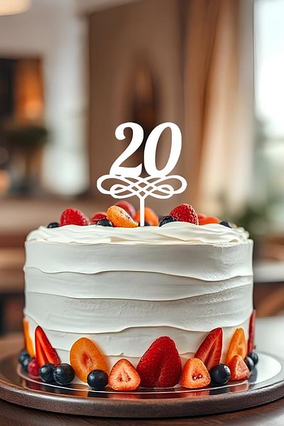 oalpo 20. Age Birthday Cake Toothpick, Cake Topper, Reusable