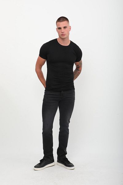 BANNY JEANS Ανδρικό τζιν παντελόνι με σκισίματα μαύρο