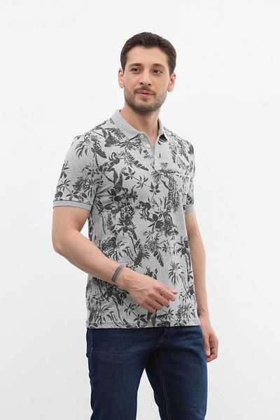 MARKAPIA Ανδρικό μπλουζάκι Polo Neck - Forest Pattern 100% βαμβάκι
