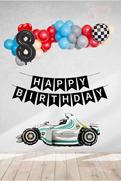 BİDOLUMUTLULUK Yarış Arabası Yaş Rakamlı Doğum Günü Konsepti Parti Eğlence Ku...