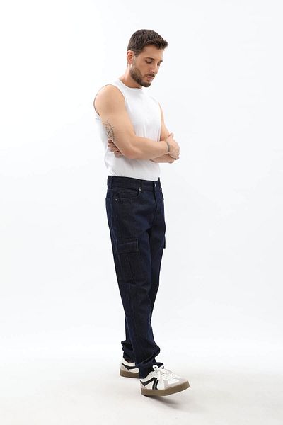 Bluewhite Ανδρικό τζιν παντελόνι Navy Blue με Cargo Pocket