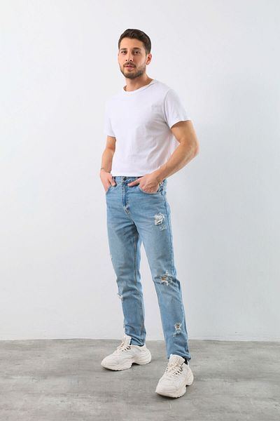 Bluewhite Ανδρικό τζιν παντελόνι με σκισίματα