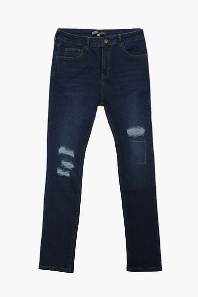 Bluewhite Ανδρικό τζιν παντελόνι με λεπτομέρεια Lycra Skinny Fit Σκούρο Μπλε