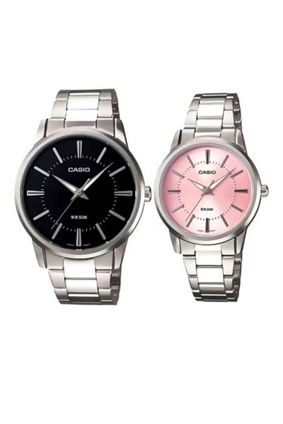 Casio MTP-1303D-LTP-1303D-1A 2-Piece Water Resistant Analog Watch Set with Stainless Steel Strap
