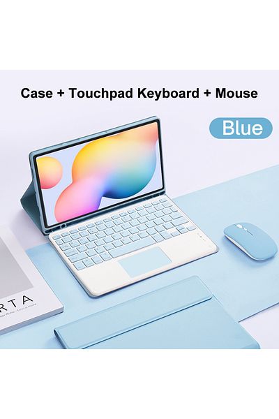 HUAIBX Spanish keyboard sky Blue D Case For Samsung Galaxy Tab S6 lite 10.4 Inch Detachable Keyboard Cover