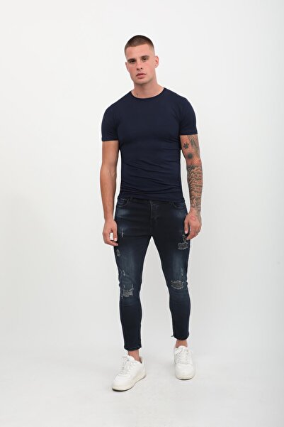 Bluewhite Men's Skinny Fit Destroy Navy Blue