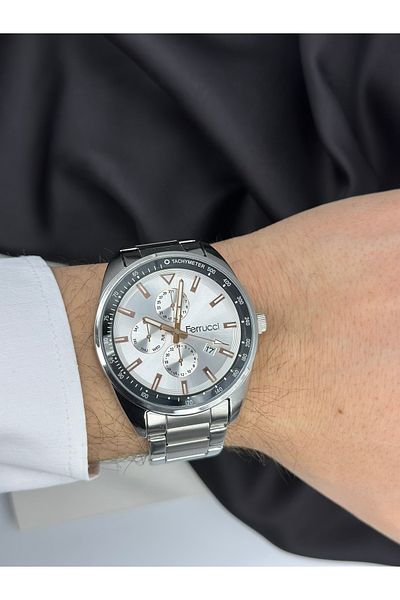Ferrucci Silver Sport Design Steel Cord Ferrucci Men Wrist Watch