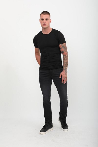 BANNY JEANS Ανδρικό τζιν παντελόνι με σκισίματα μαύρο